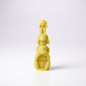 Greentree Home Candle, Wise Monkey Unscented Handmade Beeswax Sculptural Animal Candles