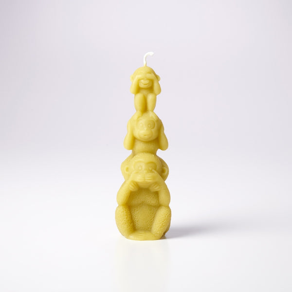 Greentree Home Candle, Wise Monkey Unscented Handmade Beeswax Sculptural Animal Candles