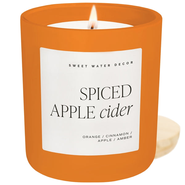 Sweet Water Decor Spiced Apple Cider 15 oz Soy Candle, Matte Jar