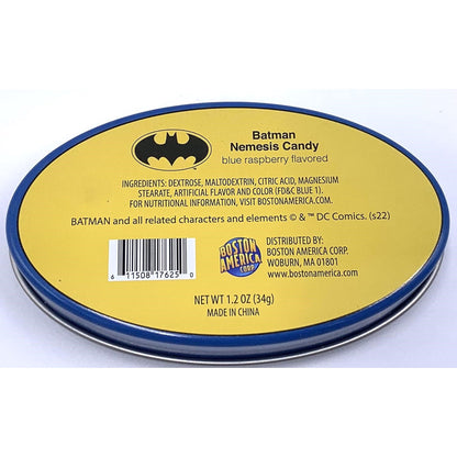 DC Comics Batman Nemesis Candy Tin, 1.2 Ounces of Sour Blue Raspberry Batman Logo Candy - 12 Count Display Box