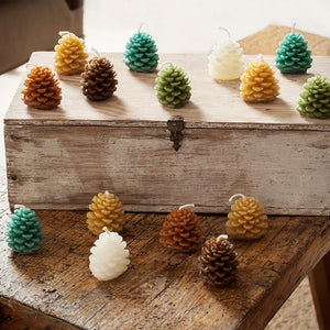 Greentree Home Candle, Wee Pine Cone Unscented Handmade Beeswax Sculptural Candles