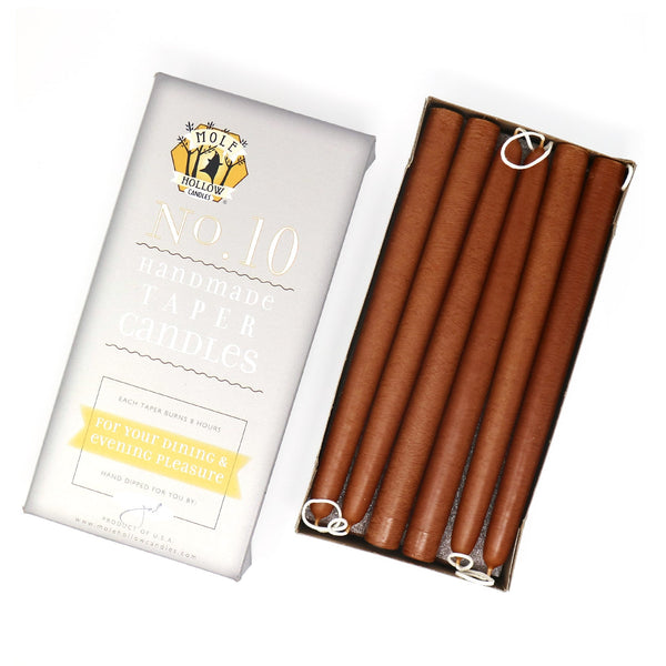 Mole Hollow Candles, 10" Unscented Taper Candle, Set of 12 - Choose from 40 Colors!