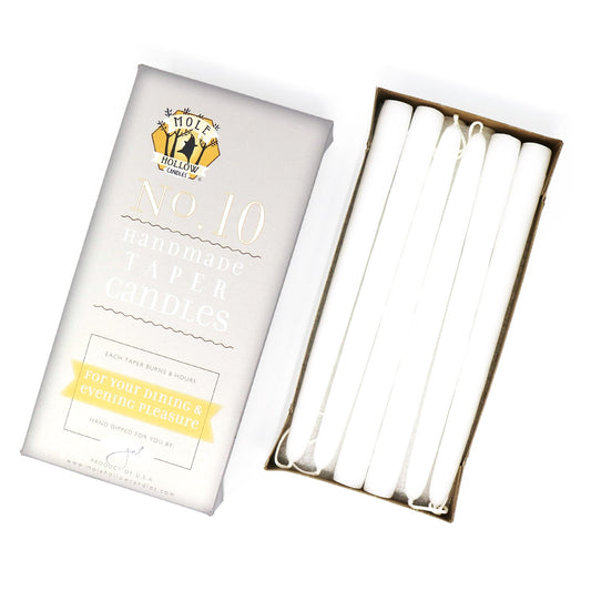 Mole Hollow Candles, 10" Unscented Taper Candle, Set of 12 - Choose from 40 Colors!