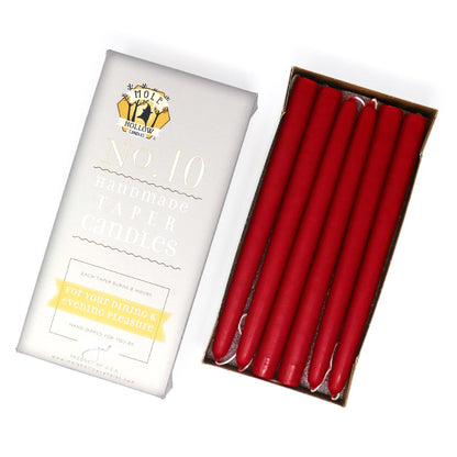 Mole Hollow Candles, 10" Unscented Taper Candle, Set of 12 - Choose from 40 Colors!