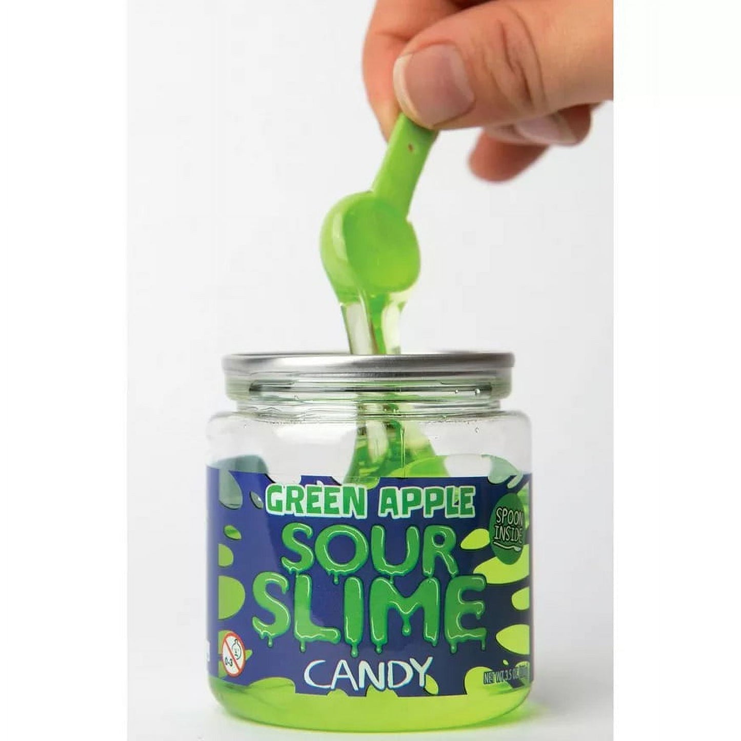 Sour Slime Candy 3.5 Ounce Jars, Sour Green Apple & Soup Cherry Flavors - 9 Count Display Box