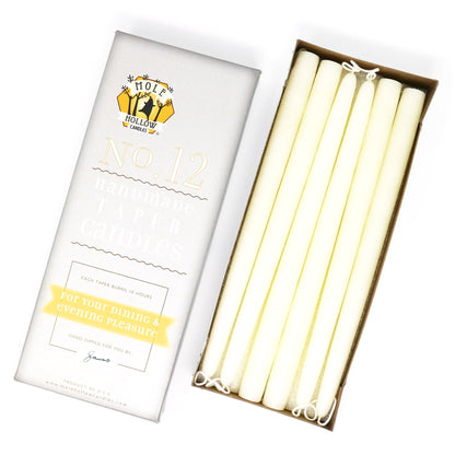 Mole Hollow Candles, Beeswax Taper Candles, Set of 12