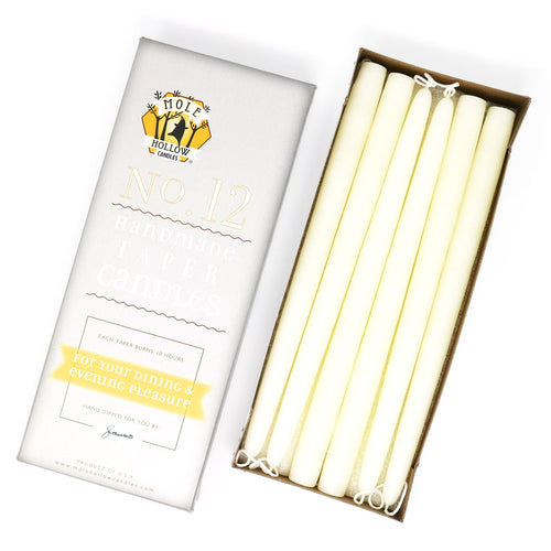 Mole Hollow Candles, Beeswax Taper Candles, Set of 12