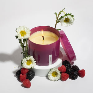 Vella & Co, Groovy Daisy & Cashmere 16 Ounce Soy Candle, Purple Glass