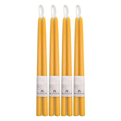 Hand-Dipped Beeswax Taper Candles - Bulk 4-Pair Bundle
