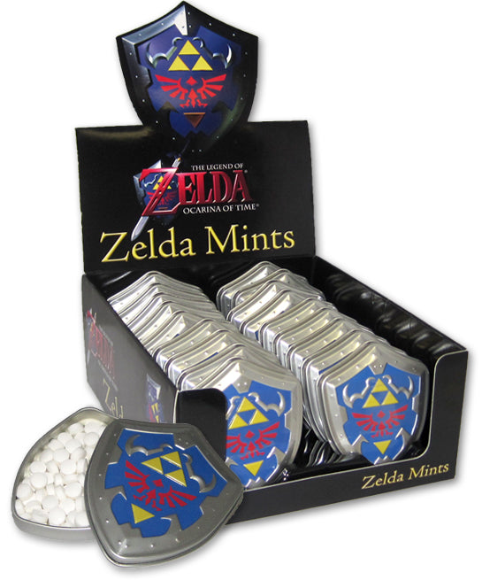 Nintendo Legend of Zelda Shield Shaped Mints, 0.7 Ounce Peppermint Candy in Collectible Tin - 18 Count Display Box