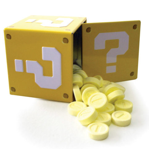 Nintendo Super Mario Bros., Question Mark Box Coin Candies, 1.2 Ounce Candy Tin - 12 Count Display Box