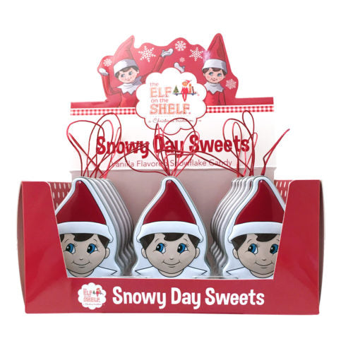 The Elf on the Shelf Snowy Day Sweets Vanilla Snowflake Candy, 0.8 Ounce Tins - 18 Count Display Box