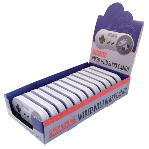 Nintendo, SNES Controller Wired Wild Berry Sours Tin - 12 Count Display Box