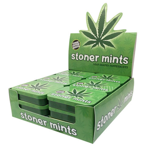 Boston America Stoner Mints Collectible Tin, 1.5 Ounce Green Mint Candy Tin - 18 Count Display Box