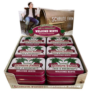 The Office Schrute Farms Welcome Mints, 1.5 Ounces Pink Beet-Shaped Mints Tin - 18 Count Display Box