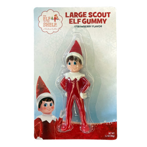 Holiday Christmas Scout Elf Gummy Candy, Strawberry Flavored Large Gummy, 3.2 Ounces