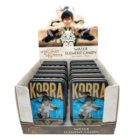 The Legend of Korra, Sour Blue Raspberry Water Element Candy, 1 Ounce Tin - 12 Count Display Box