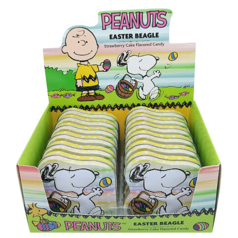 Peanuts Easter Beagle, Strawberry Cake Flavored Candy, 1.5 Ounce Tin - 12 Count Display Box