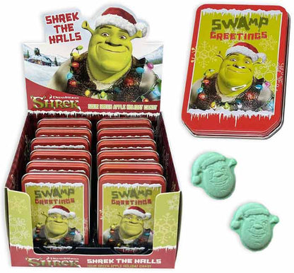Shrek the Halls Sour Green Apple Candy, 1 Ounce Tin - 12 Count Display Box