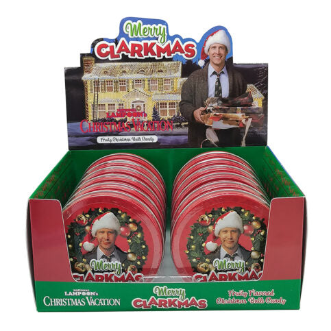 Christmas Vacation Merry Clarkmas, Fruit Flavored Bulb Candy 1.5 Ounce Tin - 12 Count Display Box