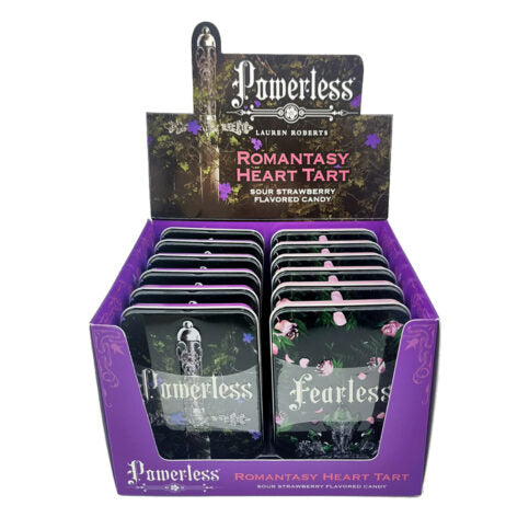 Lauren Roberts Romantasy Heart Tart Sour Strawberry Flavored Candy, 1.2 Ounce Tin - 12 Count Display Box (Copy)