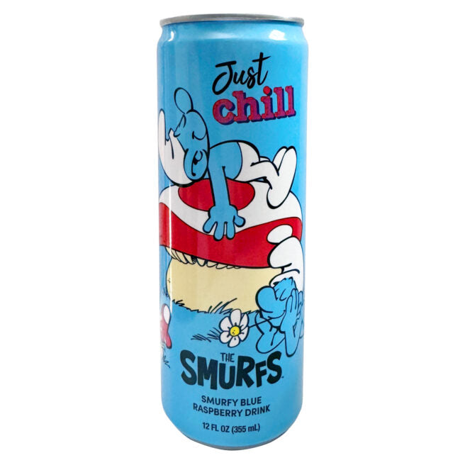 Smurfs Just Chill Smurfy Blue Raspberry, Caffeine Free Drink, 12 fl Ounce Can - 12 Count Case