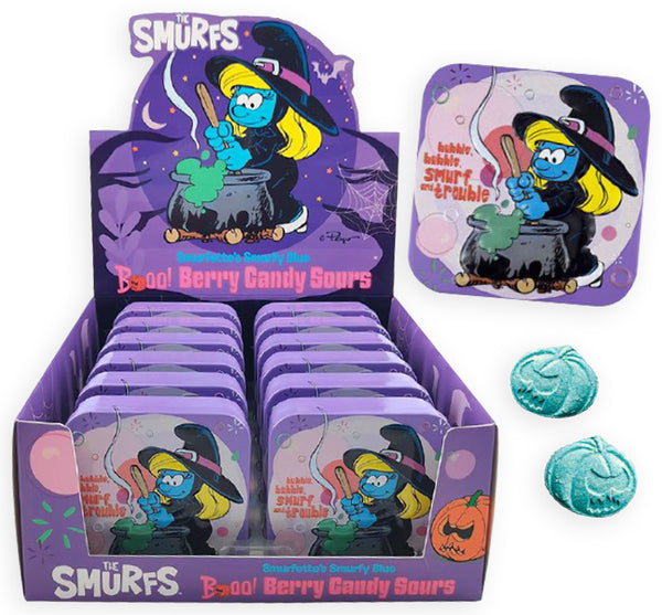 The Smurfs Boo! Berry Candy Sours Tin, 1.4 Ounce Tin - 12 Count Display Box