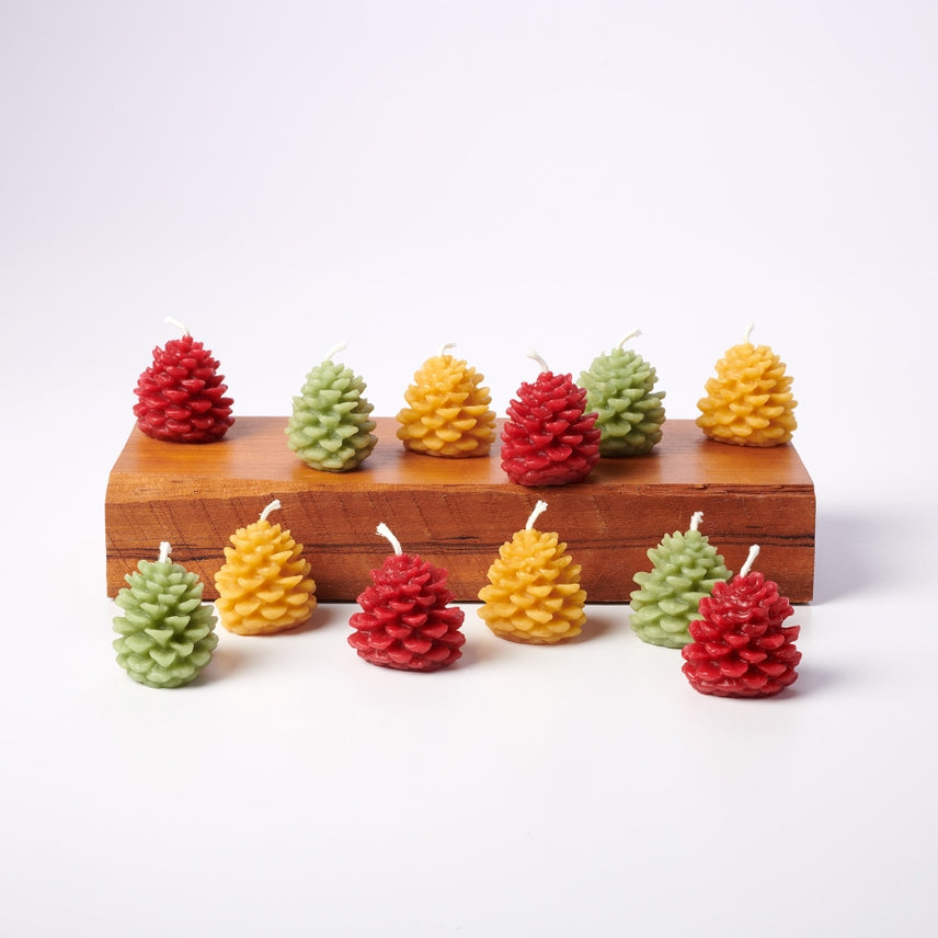 Greentree Home Candle, Wee Pine Cone Unscented Handmade Beeswax Sculptural Candles