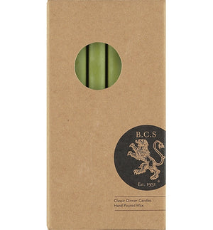 British Colour Standard 25cm / 10'' H Olive Eco Dinner Candles, Gift Box of 6