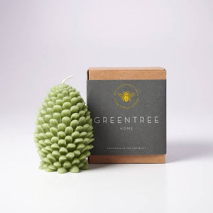 Greentree Home Candle, Jumbo Pine Cone Unscented Handmade Beeswax Sculptural Candles