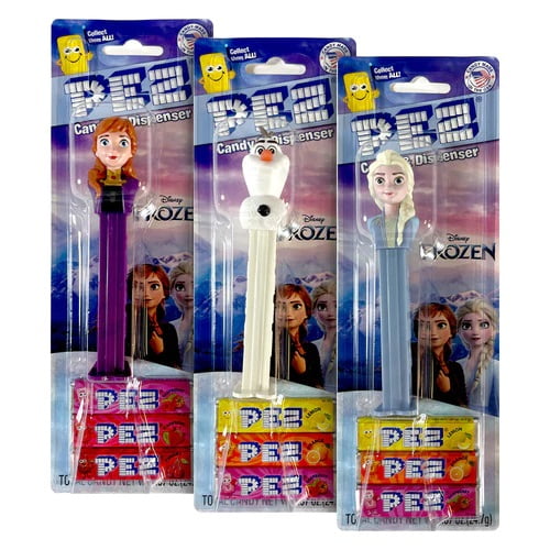 PEZ Disney Frozen II Collection Candy Dispenser, Plus 3 Fruit Flavored Candy Refills, 0.87 Ounce Blister Pack