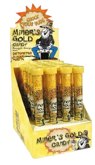Miner’s Gold Candy, Pineapple - Orange Flavor Tubes - 24-Count Display Box
