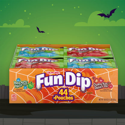 Fun Dip, Razz Apple Magic Dip & Cherry Yum Diddly, Halloween Candy, 18.9 Ounce Box, 44 Count