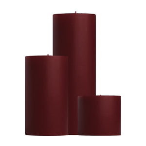 Unscented Pillar Candles, Burgundy Red