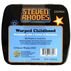 Steven Rhodes Warped Childhood Blue Raspberry Candy 1.5 oz. Tin- 12 Count Display Box