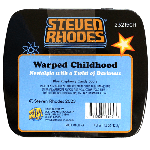 Steven Rhodes Warped Childhood Blue Raspberry Candy 1.5 oz. Tin- 12 Count Display Box