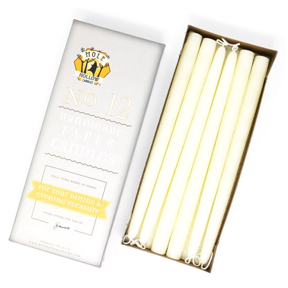 Mole Hollow Candles, 12" Unscented Taper Candle, Set of 12 - Choose from 39 Colors!