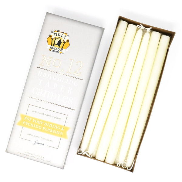 Mole Hollow Candles, 12" Unscented Taper Candle, Set of 12 - Choose from 39 Colors!