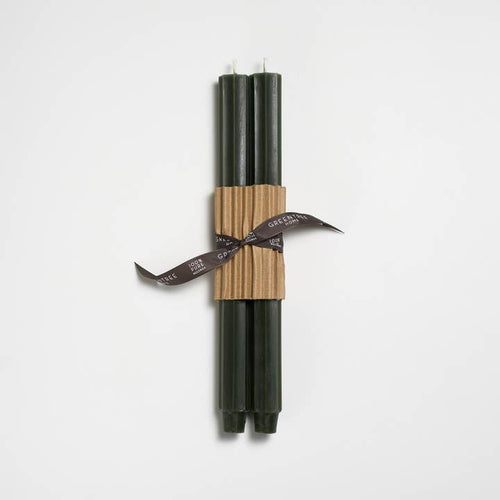Greentree Home Candle, 12" Fluted Unscented Taper Handmade Beeswax Candles
