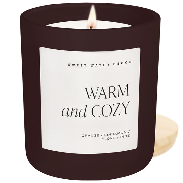 Sweet Water Decor Warm and Cozy 15 oz Soy Candle, Matte Jar