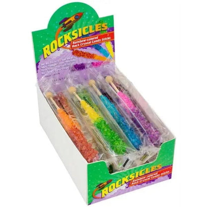 Rocksicles, Rainbow Colored Rock Crystal Candy Sticks, 0.6 Ounce Each Stick