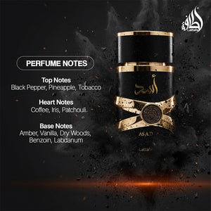 Lattafa Perfumes Asad for Unisex Eau de Parfum Spray, 3.4 Ounce