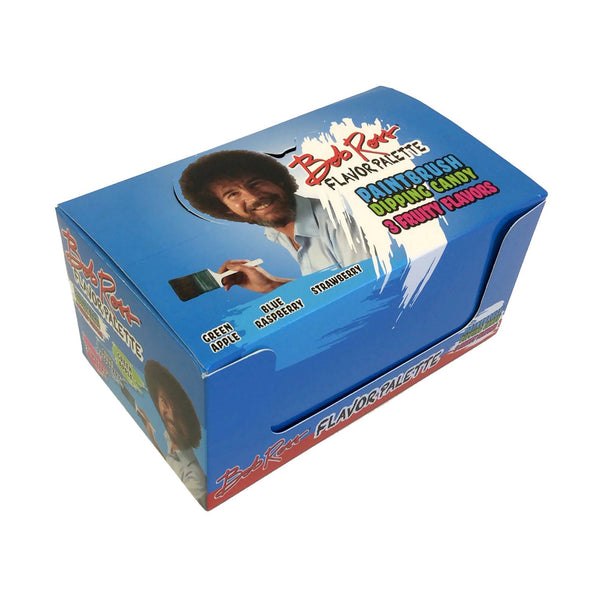 Bob Ross Flavor Palette Paintbrush Dipping Candy, 3 Fruity Flavors Strawberry, Blue Raspberry and Green Apple, 0.85 Ounce Packs - 18 Count Display Box