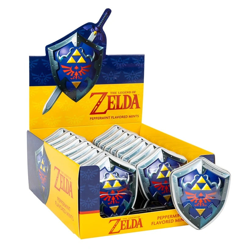 Nintendo Legend of Zelda Shield Shaped Mints, 0.7 Ounce Peppermint Candy in Collectible Tin - 18 Count Display Box