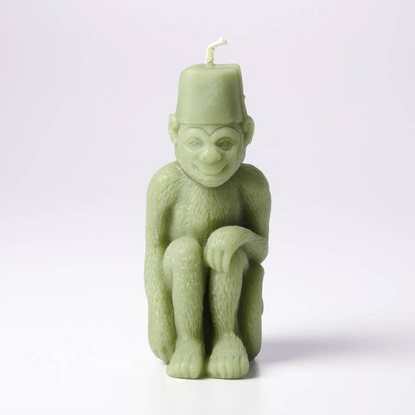 Greentree Home Candle, Monkey with A Fez Unscented Handmade Beeswax Sculptural Animal Candles