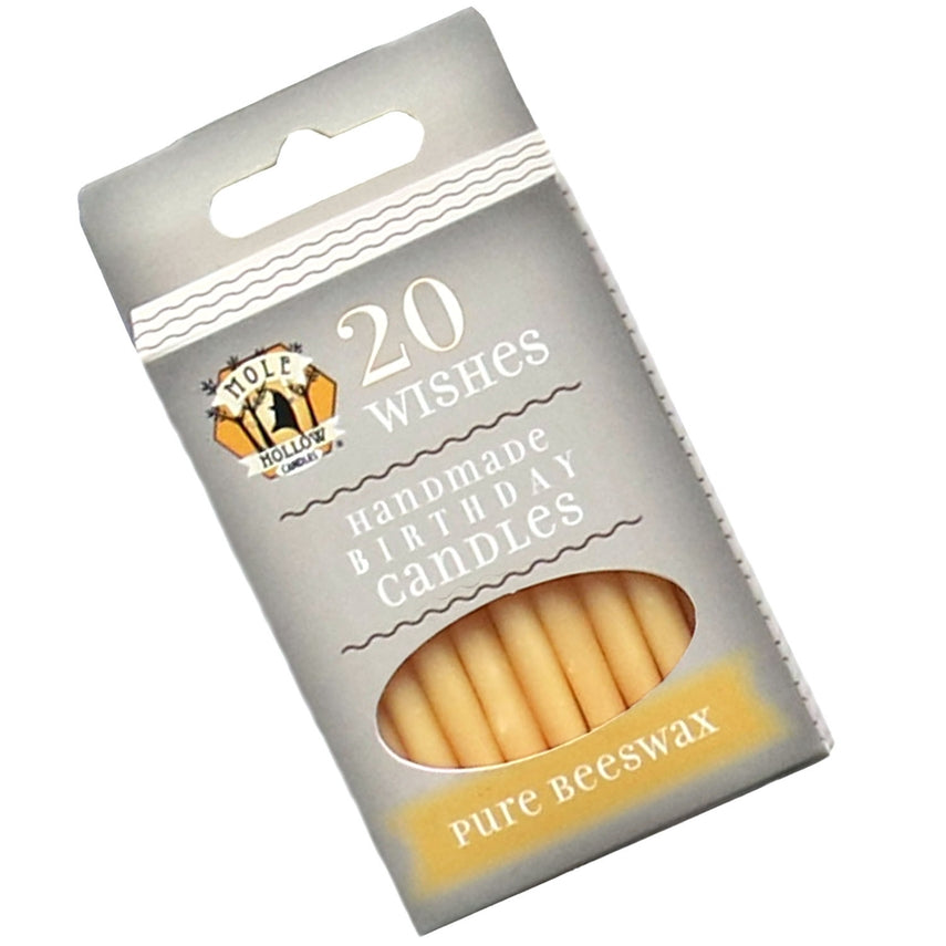 Mole Hollow Candles Pure Beeswax Birthday Candles, 3" - 20 Candles