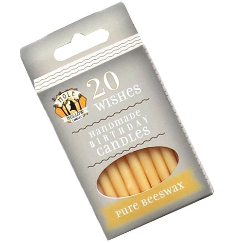 Mole Hollow Candles Pure Beeswax Birthday Candles, 3" - 20 Candles