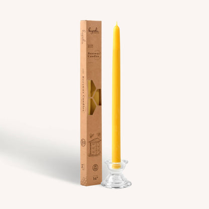 Yellow Beeswax Candles - 14  inch  - 4 Pack