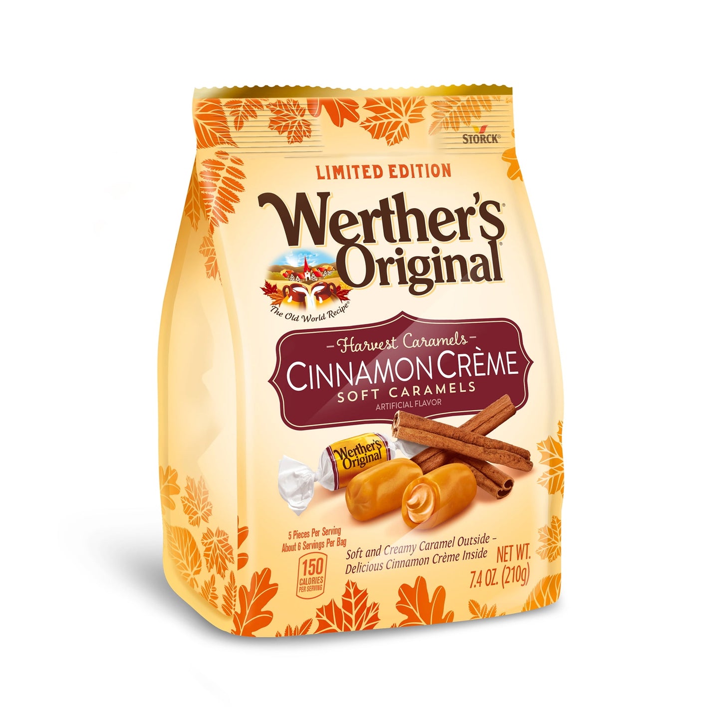 Werther's Original Harvest Caramels Cinnamon Crème Soft Caramel Candy, Limited Edition, 7.4 Ounce Bag