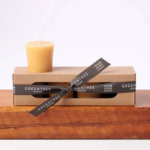 Greentree Home Candle, Handmade Beeswax Votive Candles - Boxed Set of 4